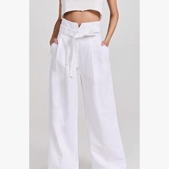 ALC White Wide-Leg Pants with Belt - Picture 6 of 8